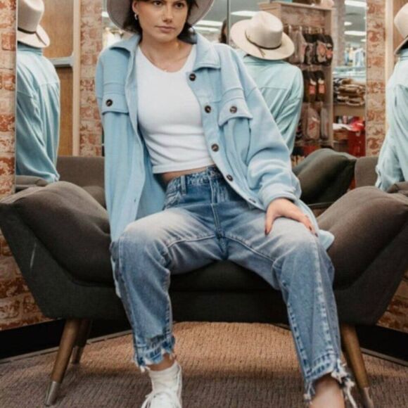 Vintage BLAIR shacket with sherpa lining blue corduroy 1970s - Picture 5 of 8